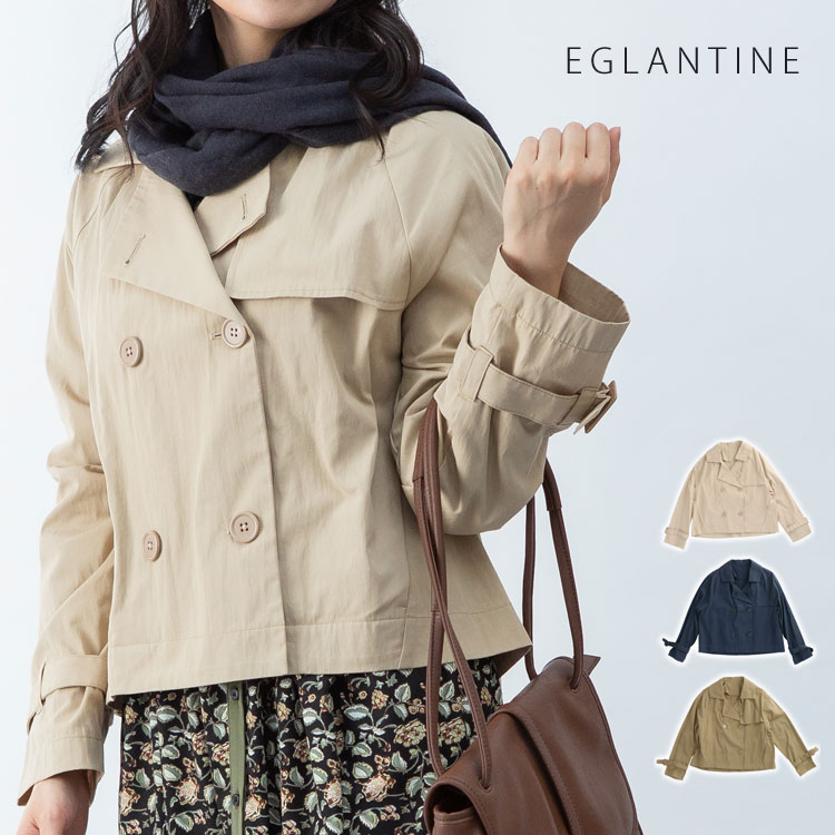 EGLANTINE スプリングコート ショート丈 トレンチコート シンプル LV-501417H3