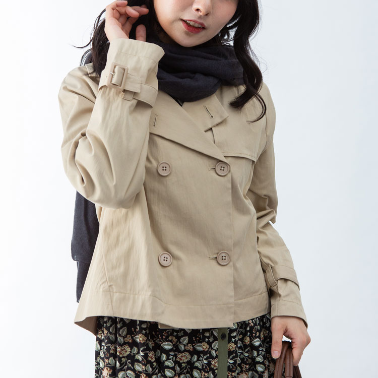 EGLANTINE スプリングコート ショート丈 トレンチコート シンプル LV-501417H3