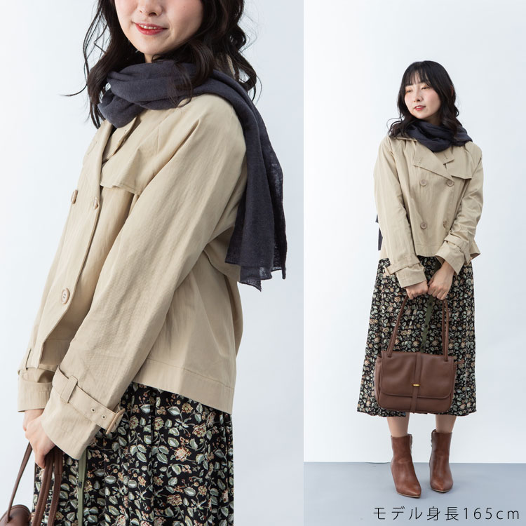 EGLANTINE スプリングコート ショート丈 トレンチコート シンプル LV-501417H3