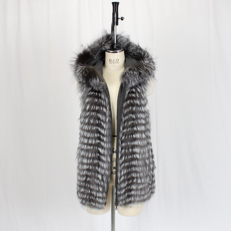 シルバーフォックス ファー ジップアップ ベスト ナチュラルカラー