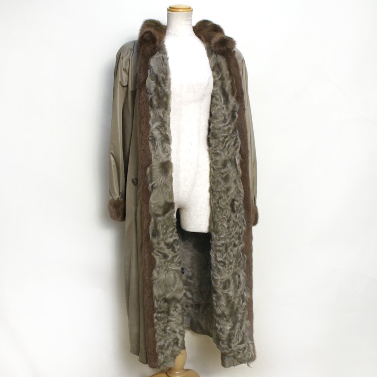 チキャンラム ファー ライナー ・ ミンク 襟 シルク 3way ロング