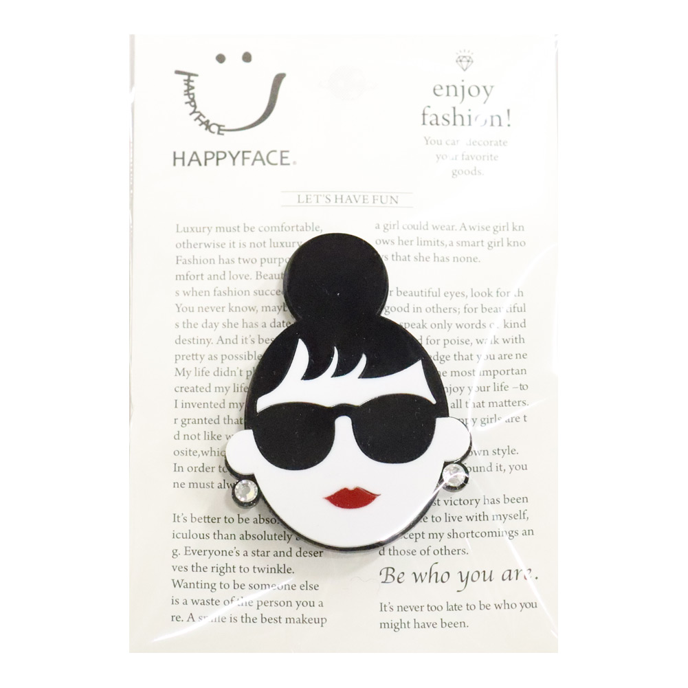ブローチ HAPPY FACE EMMA 大 サングラス LADY アクリル