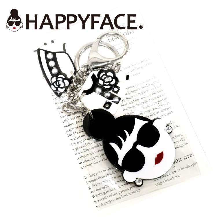 HAPPY FACE サングラス LADY セレブチャーム アクリルキーホルダー