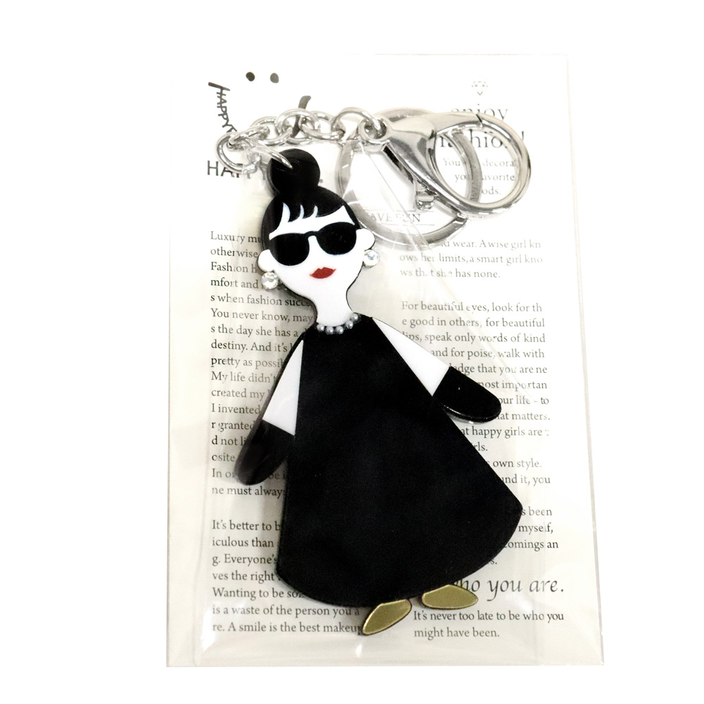 キーホルダー バッグチャーム HAPPY FACE サングラス LADY 全身 セレブ
