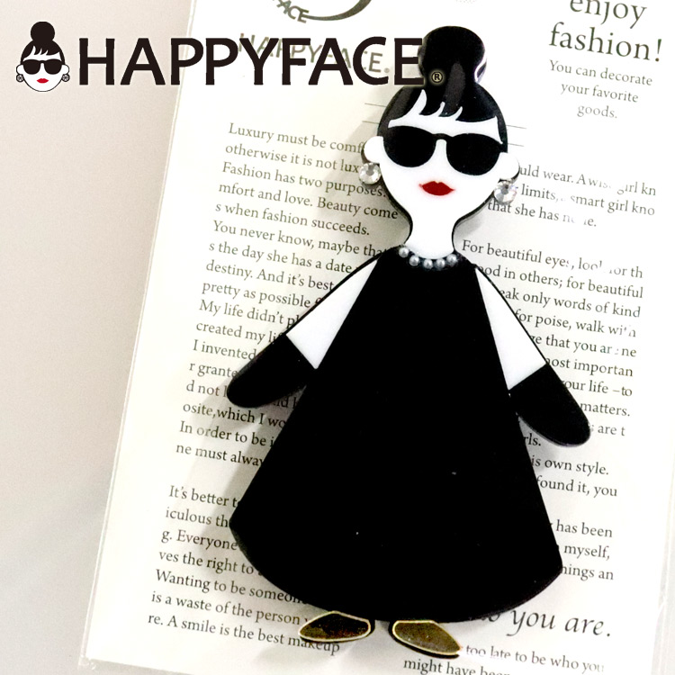 HAPPY FACE EMMA 全身 ブローチ サングラス LADY アクリル