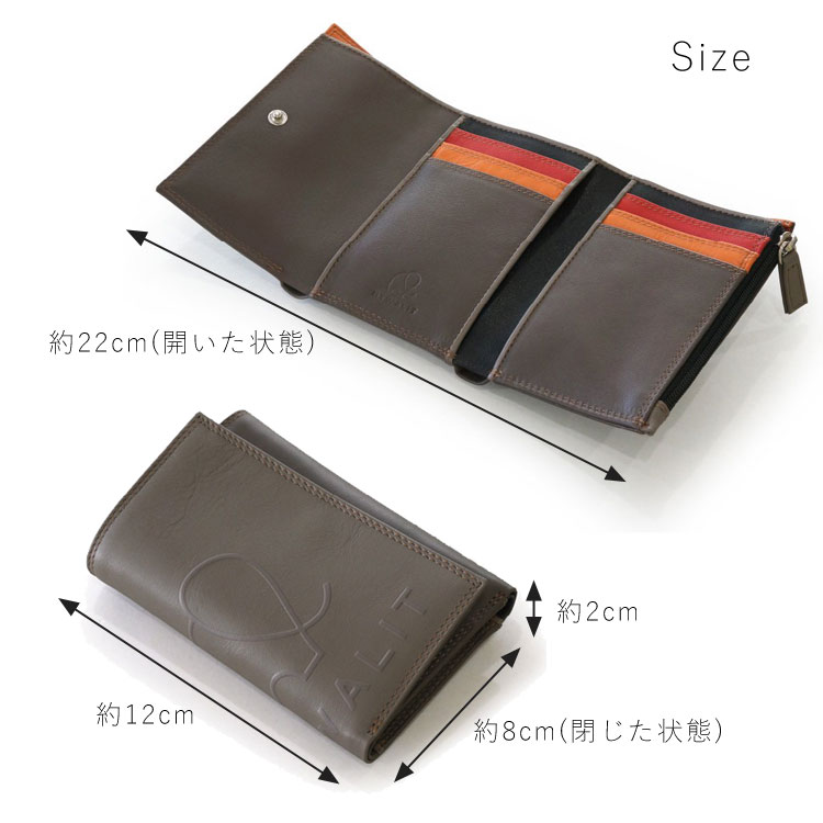 MYWALIT 三つ折り財布 ミニ財布 3つ折ウォレット カーフレザー
