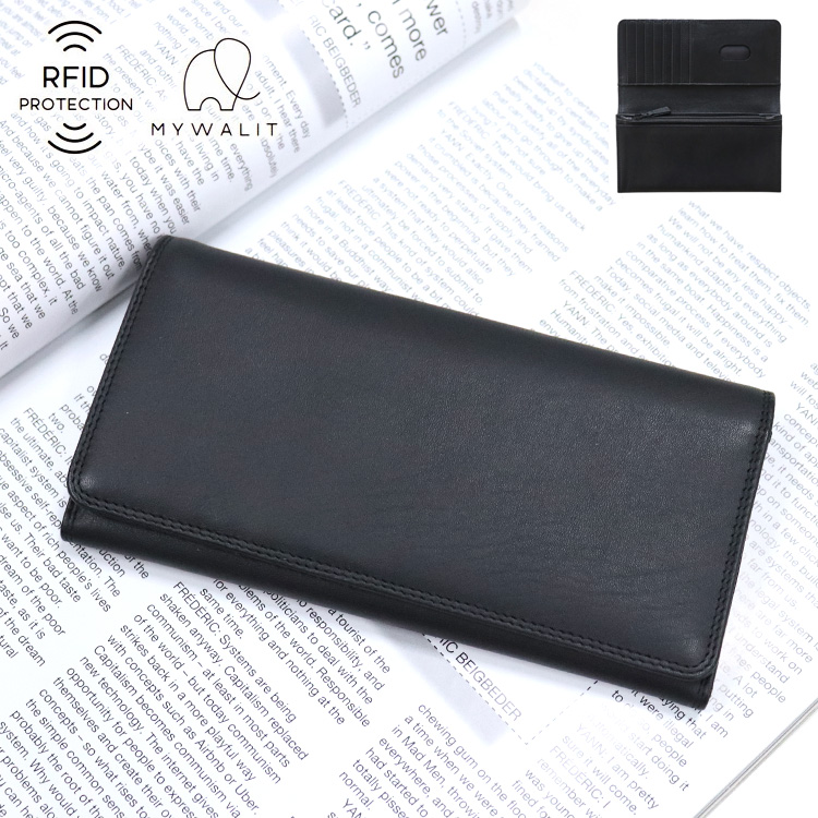 長財布 日本限定 mywalit RFID ブラック レザー 財布 スキミング防止