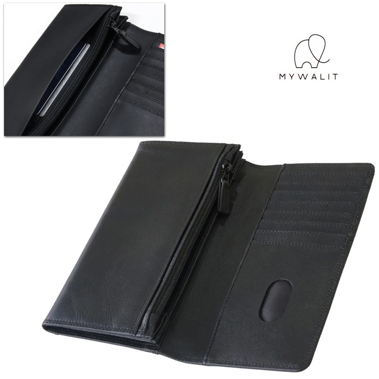 長財布 日本限定 mywalit RFID ブラック レザー 財布 スキミング防止