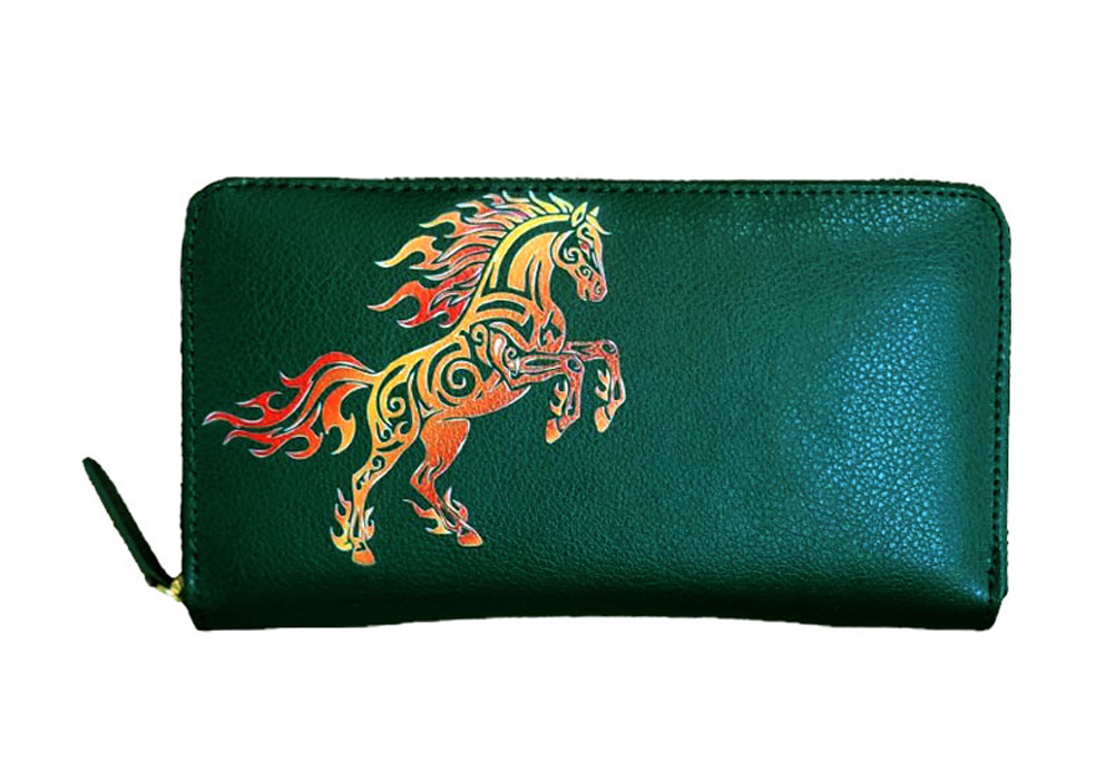 開運 金運 長財布 馬 ホース 本革 ラウンドファスナー 財布 午 干支