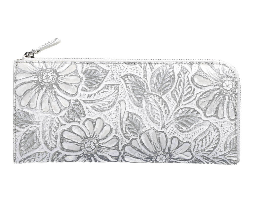 Arukan（アルカン） 日本製 本革 手染め 型押し 財布 L字ファスナー 長