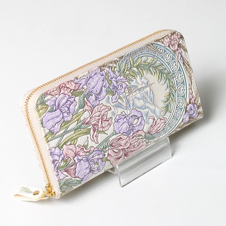 浅草文庫 財布 長財布 お種銭付 アイリス 柄 サイフ ラウンド