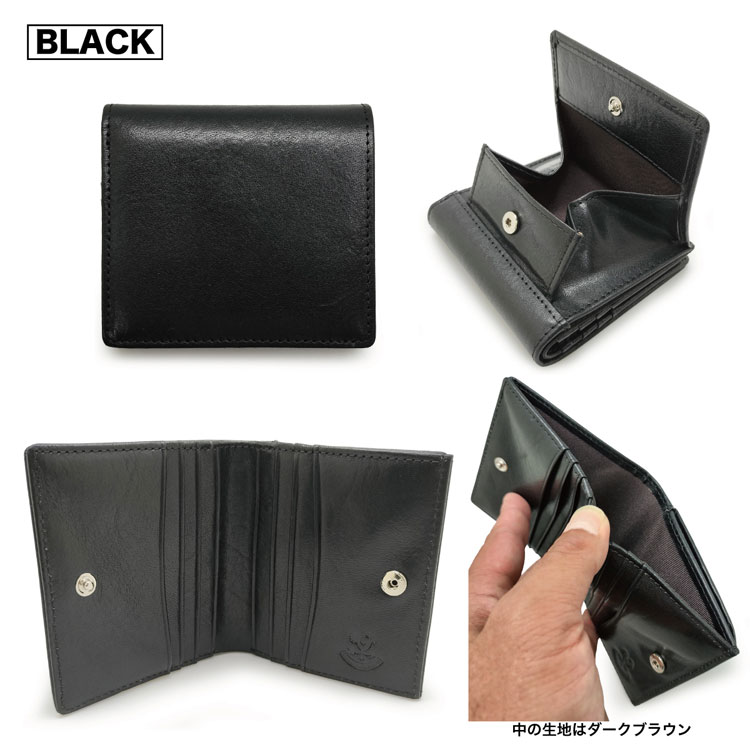 本革 二つ折り財布 コンパクト メンズ レザー ITALY LAETHER