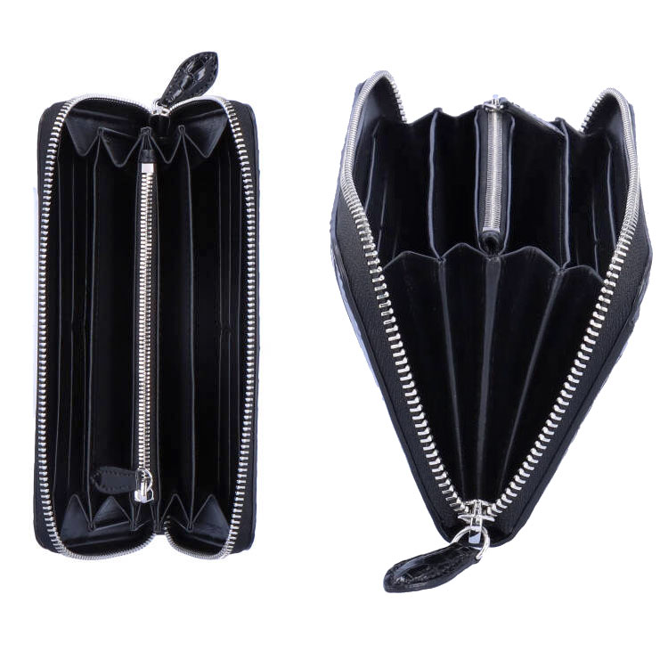 シャイニングクロコ ラウンドファスナー 長財布 ブラック