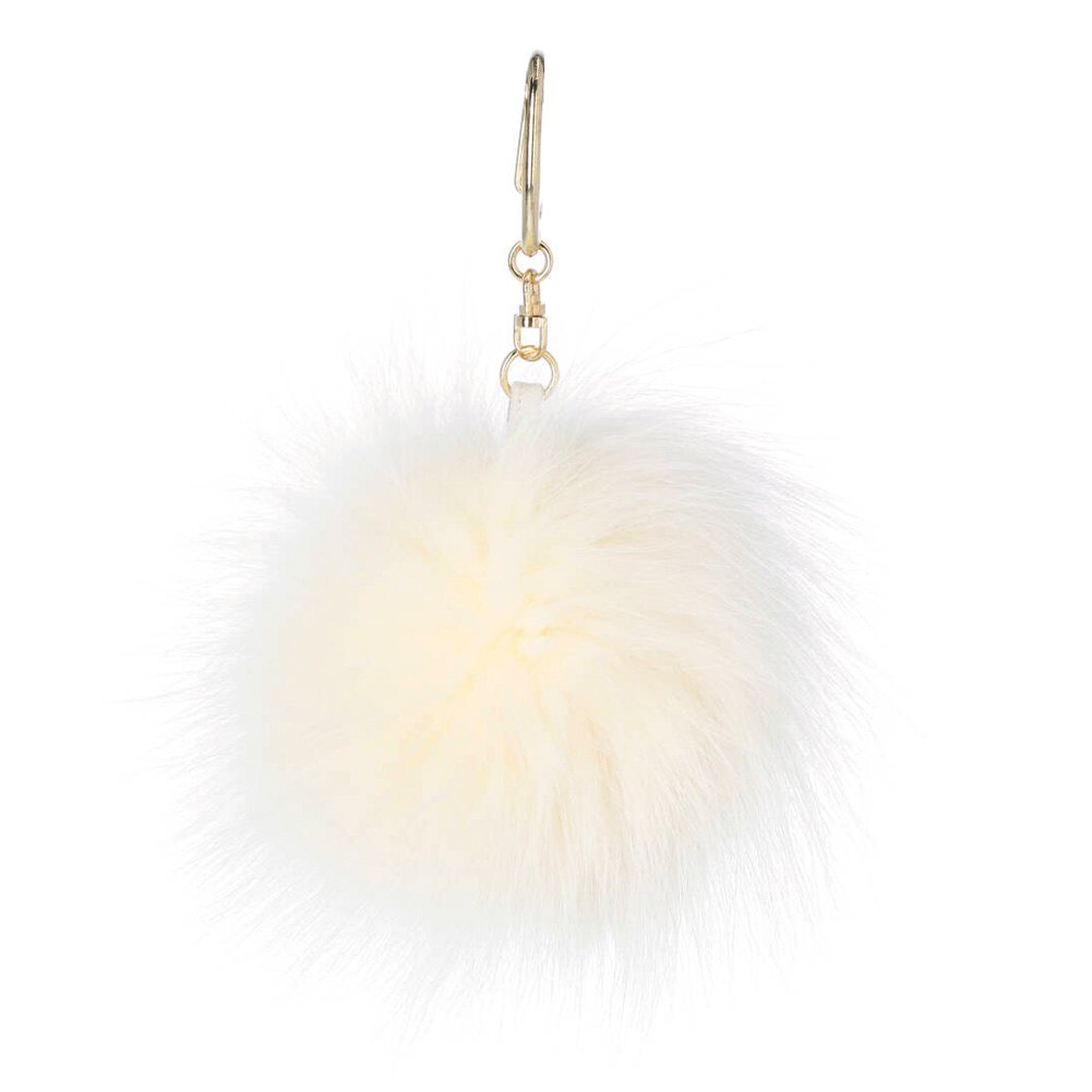 ファーチャーム フォックス キーホルダー オフホワイト バッグチャーム