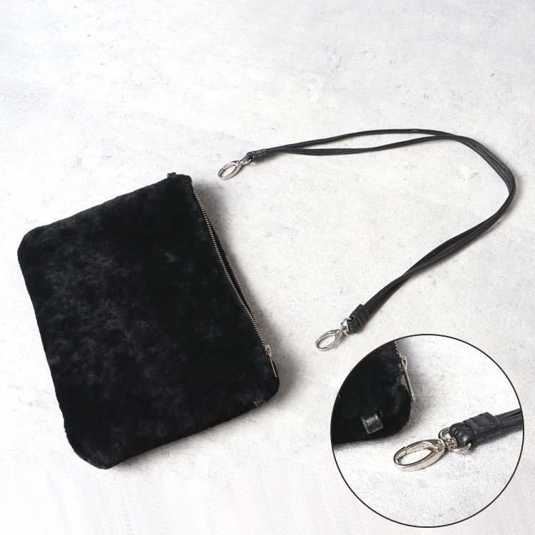 ラム ファー レザー 2way クラッチバッグ パーティバッグ