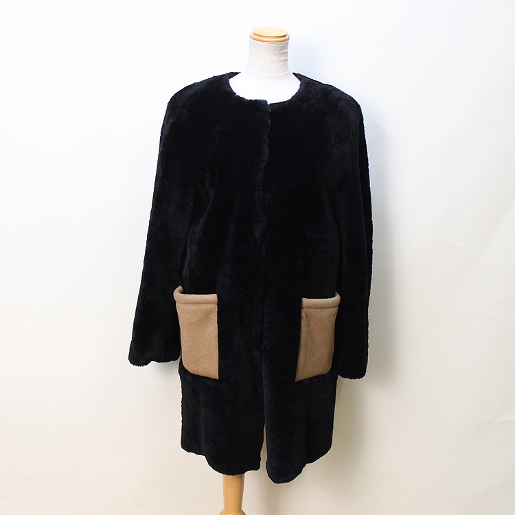 カラクールラム ミンクファー 羊革 ラムレザー 毛皮コート ベルベット