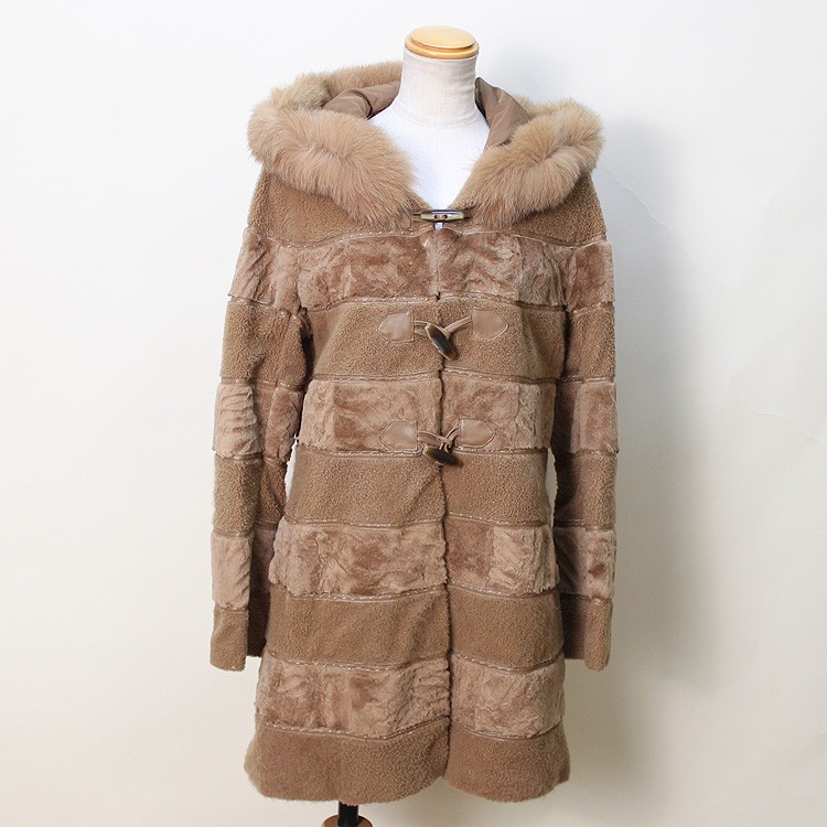 パールラム レッキスラビット ファー コート キャメル レディース