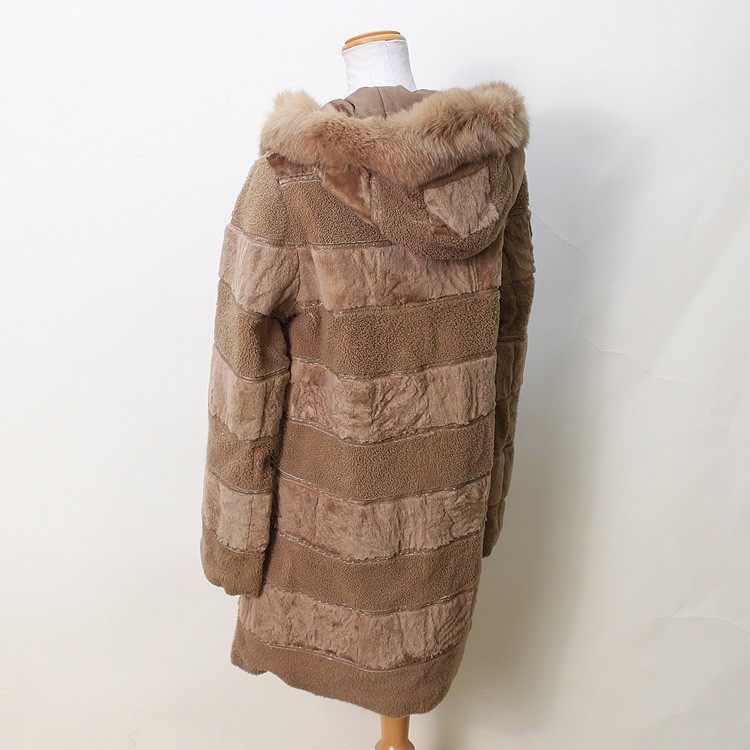 パールラム レッキスラビット ファー コート キャメル レディース 爆買
