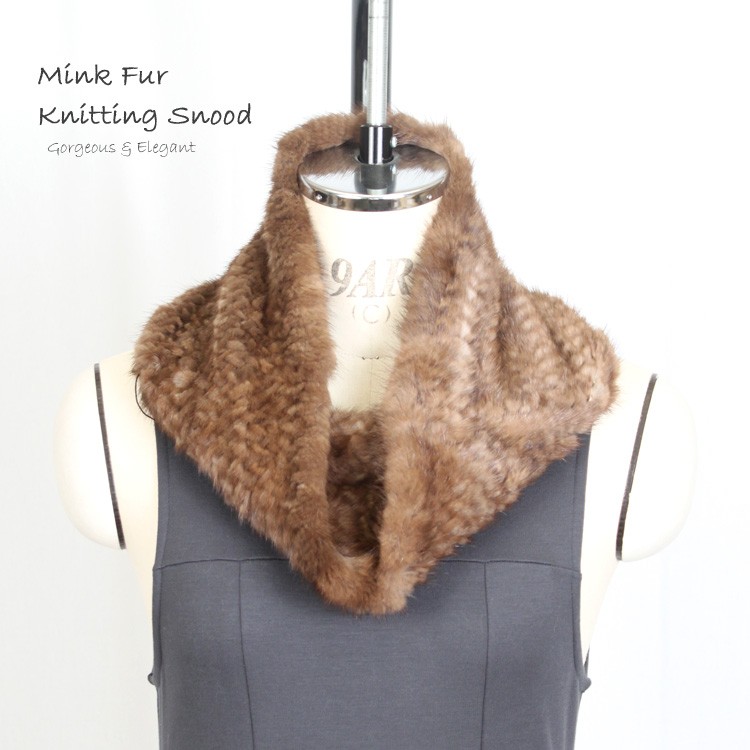 ミンク 編み込み ファー スヌード マフラー ニッティング レディース