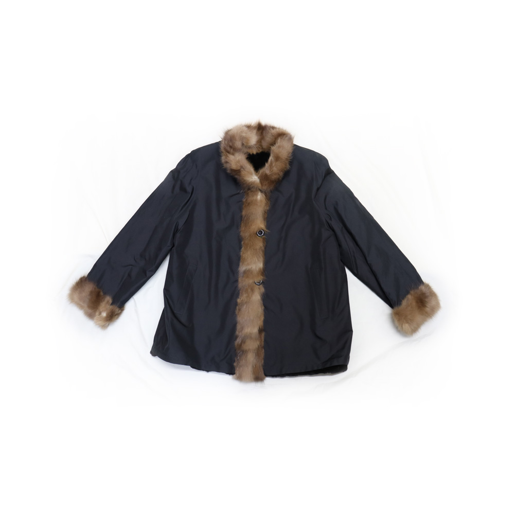 MG SABLE ミンクリバーシブルジャケット 国産 ミンク ファー シルク リバーシブル ジャケット ブラック レディース