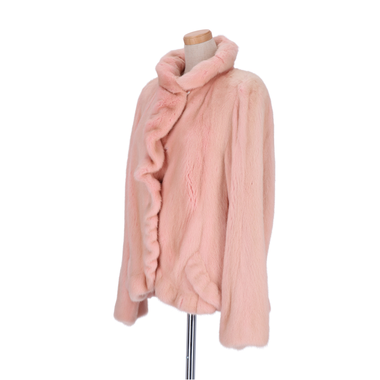 ミンク ファー ジャケット フリル ピンク : エルベートブルーレーベル