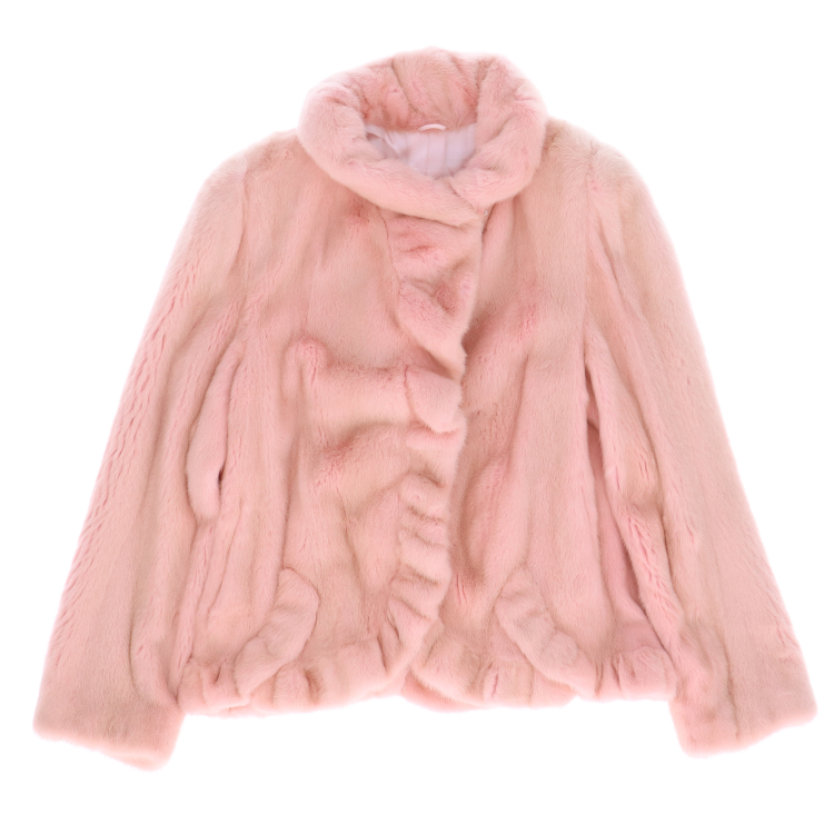 ミンク ファー ジャケット フリル ピンク : エルベートブルーレーベル