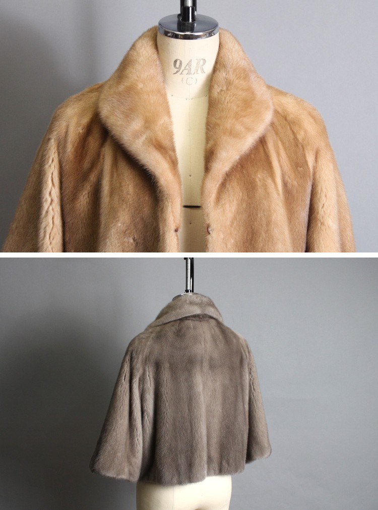 ミンクのフルスキン ショールカラー ファー ジャケット グレー ブルー