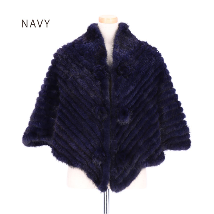 ミンク 編み込み ファー ケープ コサージュ付 : エルベートブルー