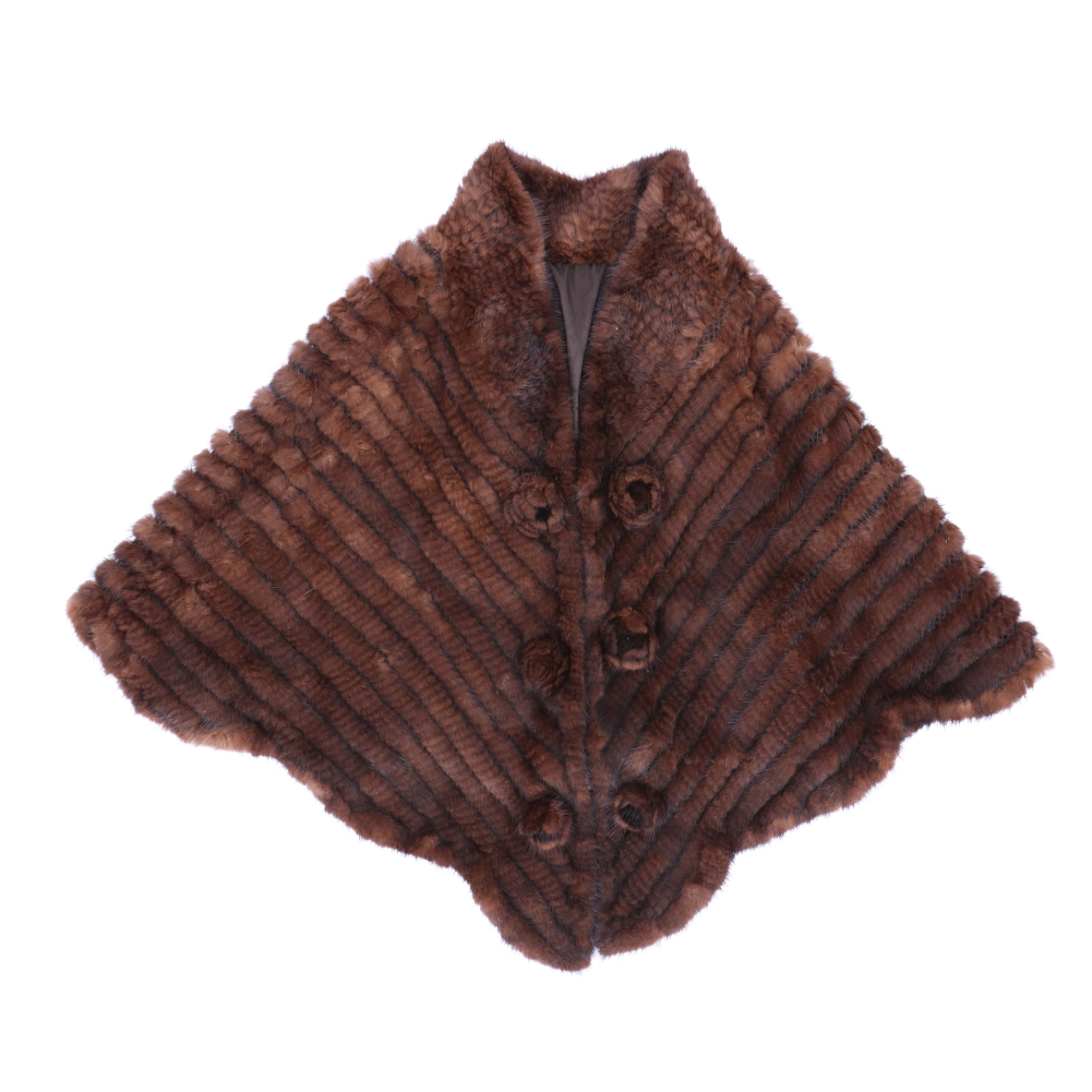 ミンク 編み込み ファー ケープ コサージュ付 : エルベートブルー