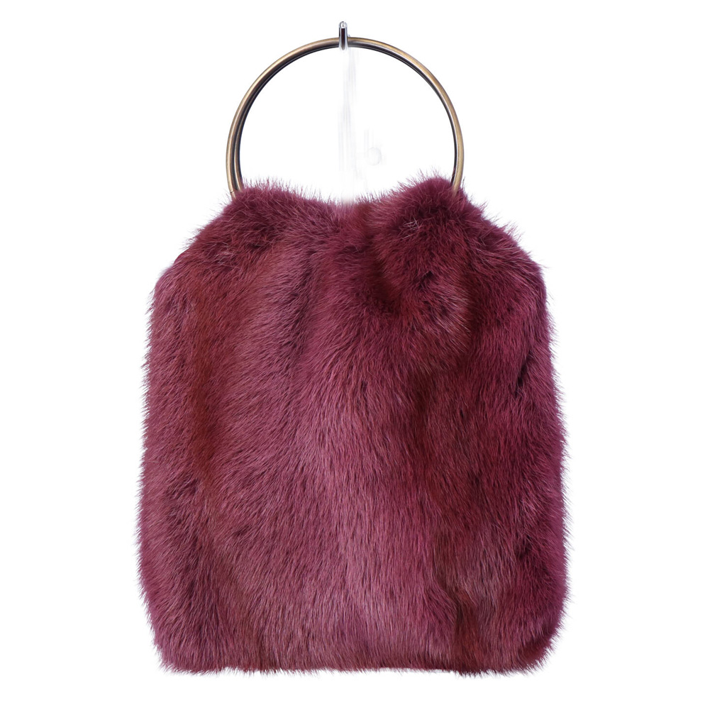 ファーバッグ レディース 日本製 ミンク ファー 巾着 リング持ち手