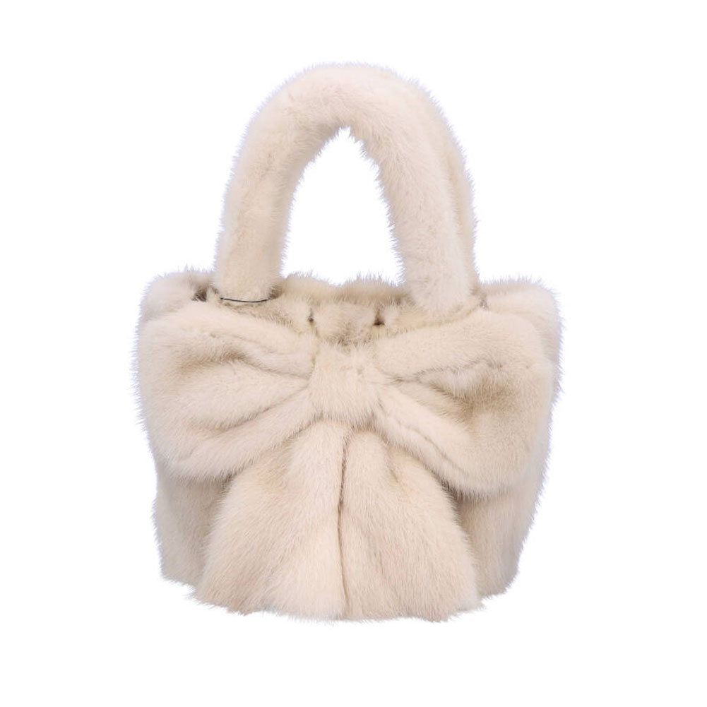 バッグ ファー リアルファー 日本製 ミンク ハンドバッグ リボン