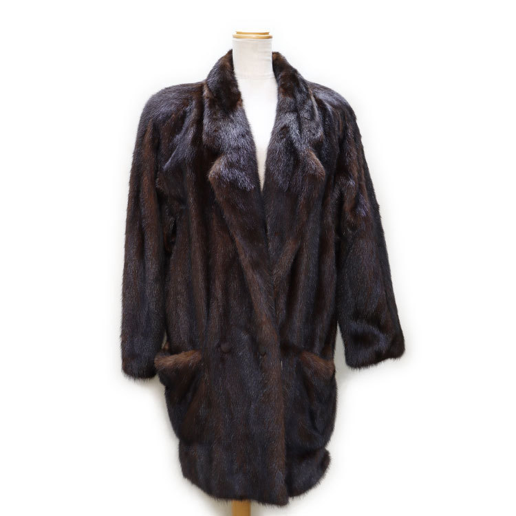 ミンク　ハーフコート　ダークブラウン ファーコート ミンク ファー コート ジャケット ダークブラウン 9号 レディース