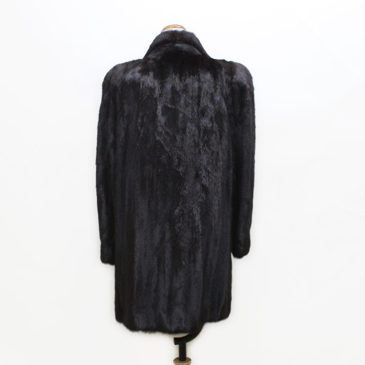 アメリカン ミンク ファー ハーフ コート スカンブラック 爆買 : エル