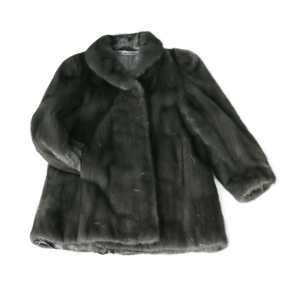 シェアードミンクジャケット(黒) シェアード ミンク ファー ジャケット ブラック ダークブラウン グレー
