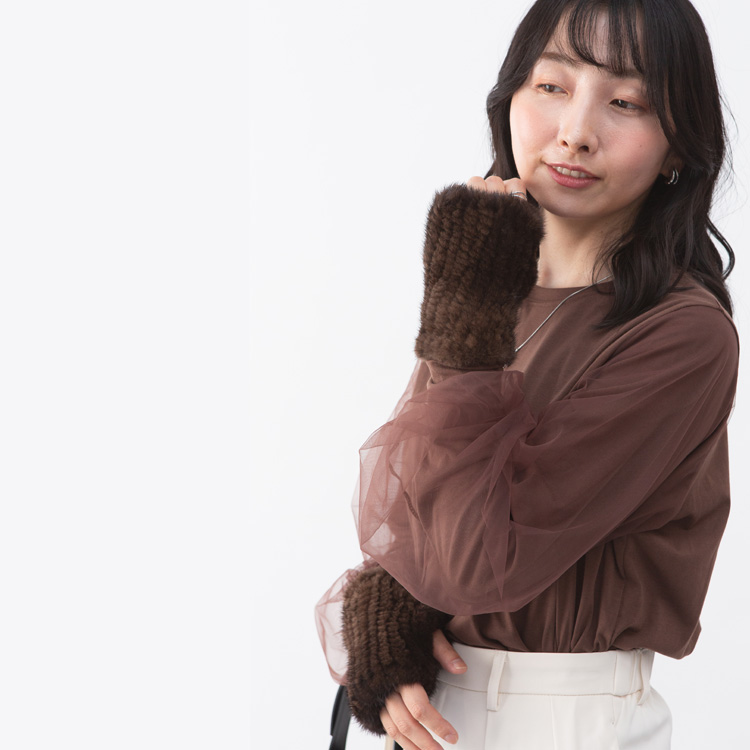 羊革ミンクファー手袋 ミンク ファー ハンドウォーマー 手袋 リストウォーマー