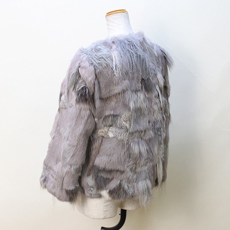 ラビット ラクーン ラム ミックス ファー ジャケット レディース
