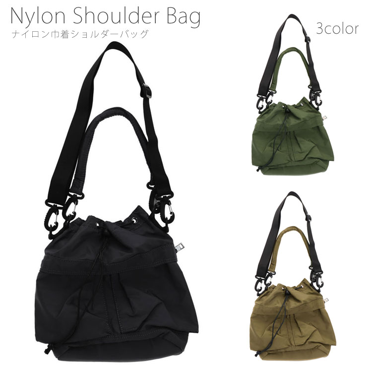 美品 ブラック ナイロン 巾着型バッグ ビバリーヒルズポロクラブ BEVERLY HILLS POLO CLUB ナイロン巾着型