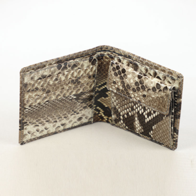 日本製 二つ折り 財布 蛇革 パイソン レザー ニシキヘビ 無双 折り財布