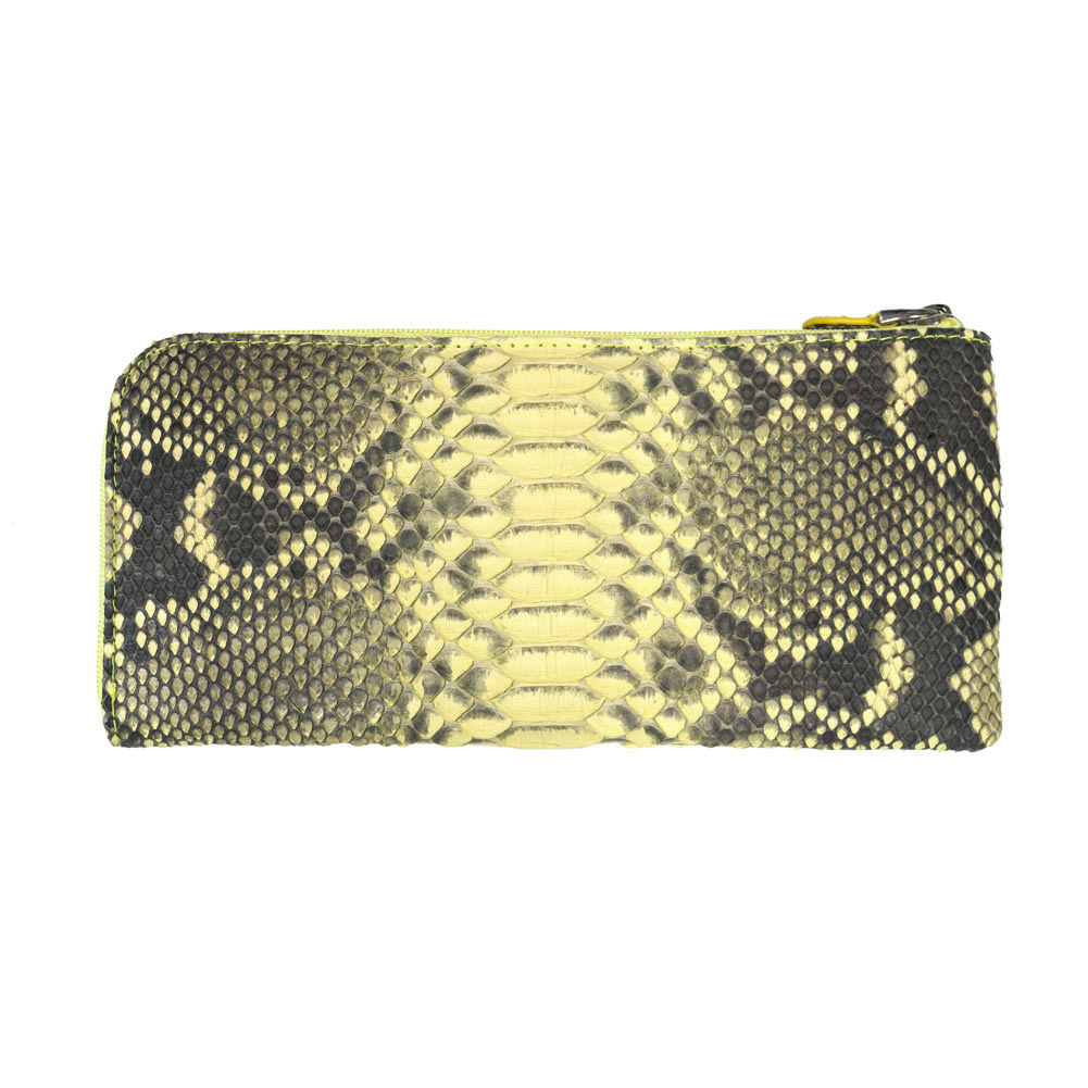 長財布 ダイヤモンドパイソン レザー L字ファスナー ヘビ革 本革 金運