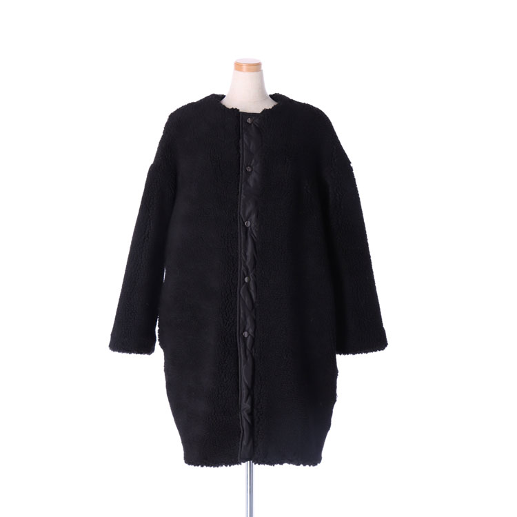 ブラック ファーロングコート po206f.jpg