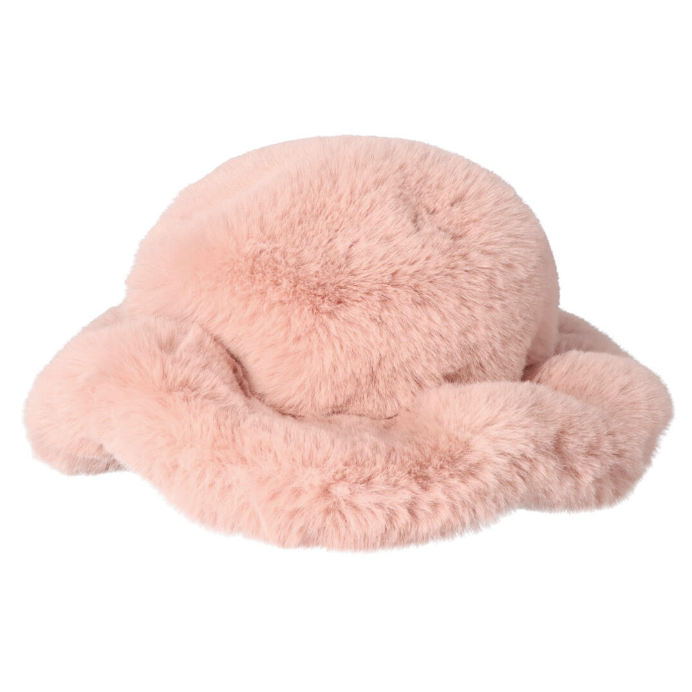 エコファー バケットハット ラビット風 ファー帽子 ピンク バケハ