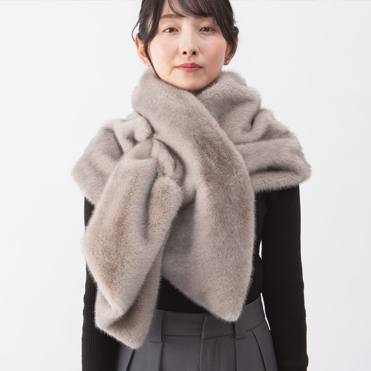 エコファー 2way ケープ マフラー ストール