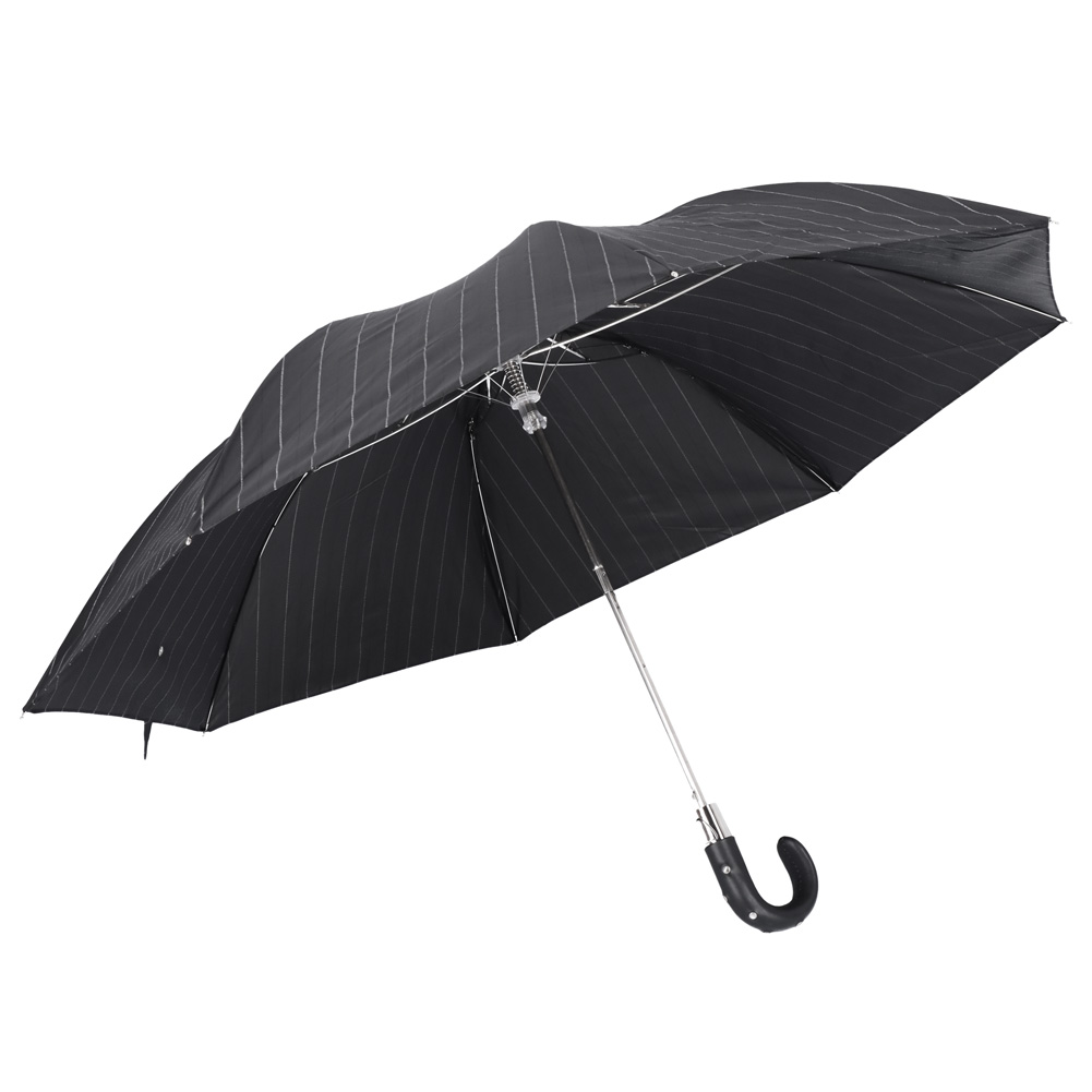 【Pasotti】ブラックレザーハンドル☆パターン折りたたみ高級傘 Pasotti 雨傘 折りたたみ傘 ブラック ストライプ レザー