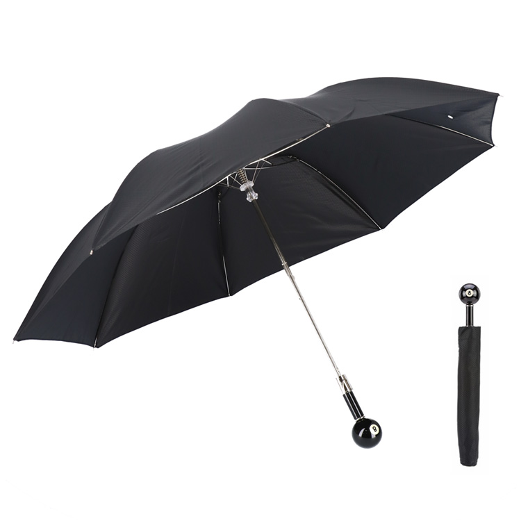 Pasotti 雨傘 折りたたみ傘 ブラック 8ボール ハンドル ビリヤード