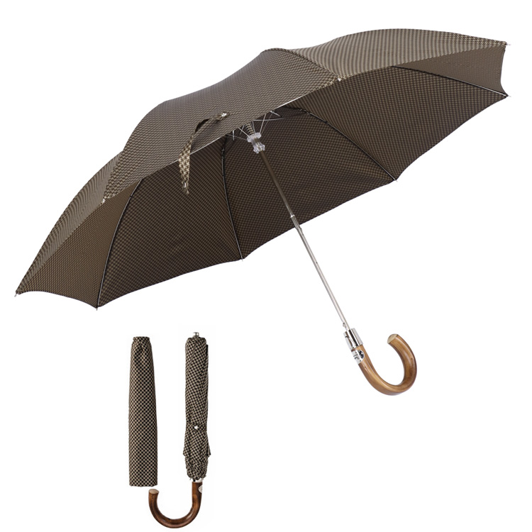 Pasotti（パソッティ） 雨傘 折りたたみ傘 千鳥格子 チェスナット