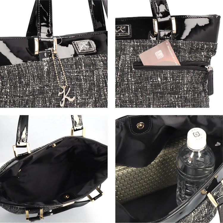 ユリ・コジマ ハンドバッグ 4086 トートバッグ ツイード調 エナメル