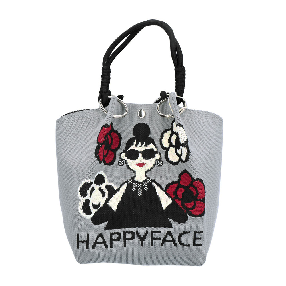 トートバッグ HAPPY FACE EMMA スクエア ロゴアイコン ピコニット