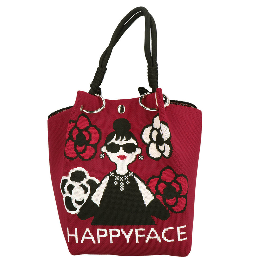 トートバッグ HAPPY FACE EMMA スクエア ロゴアイコン ピコニット
