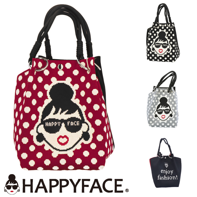 トートバッグ HAPPY FACE EMMA スクエア ドット ピコニット 水玉 マチ