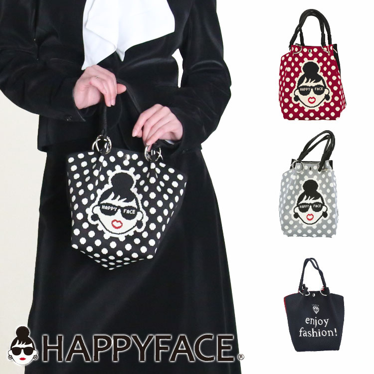 トートバッグ HAPPY FACE EMMA スクエア ドット ピコニット 水玉 マチ